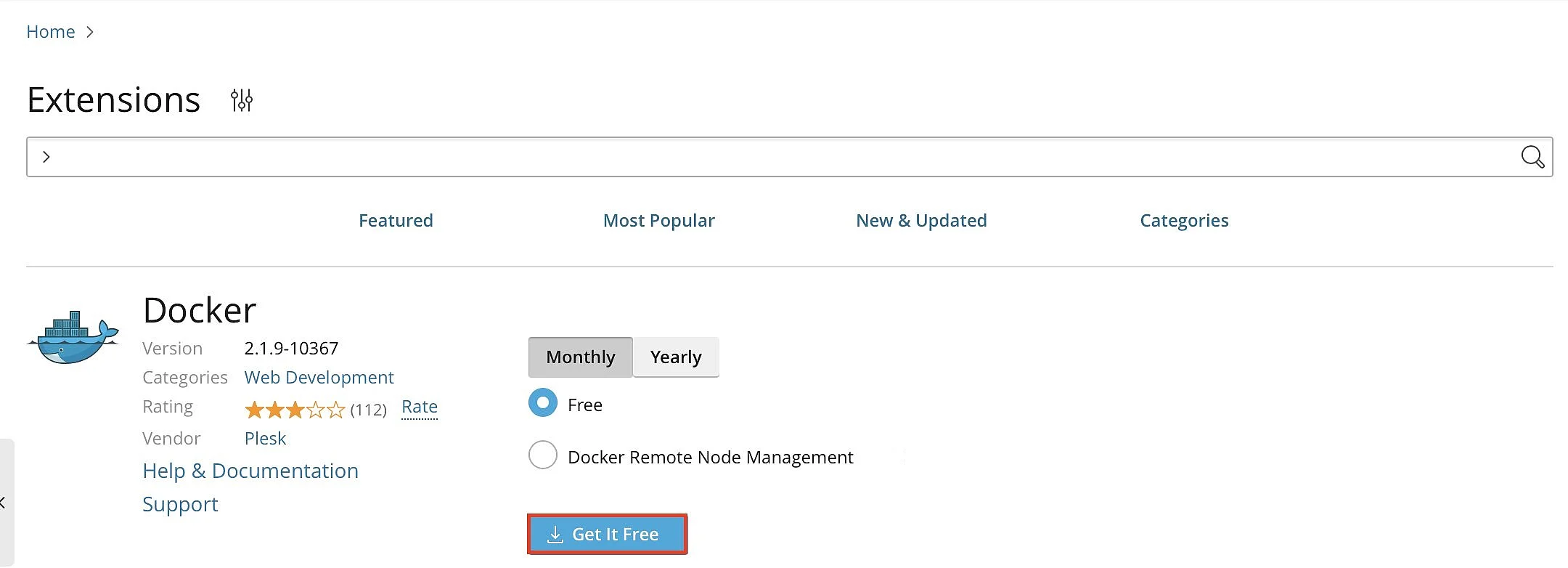 Plesk: Download Docker Image: Plesk: Download Docker