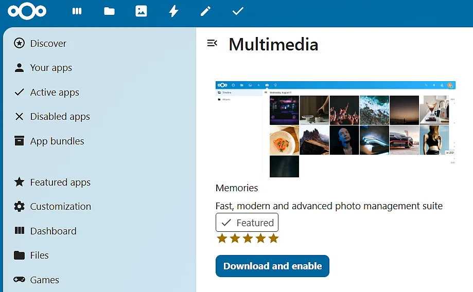 Image: Memories in the Nextcloud App Store