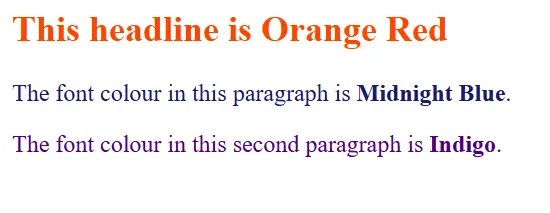 HTML colors: Text example Image: HTML colors: Text example