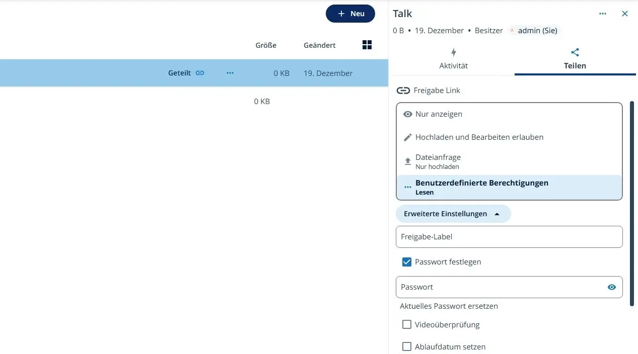 Image: Nextcloud: custom permissions when sharing a folder