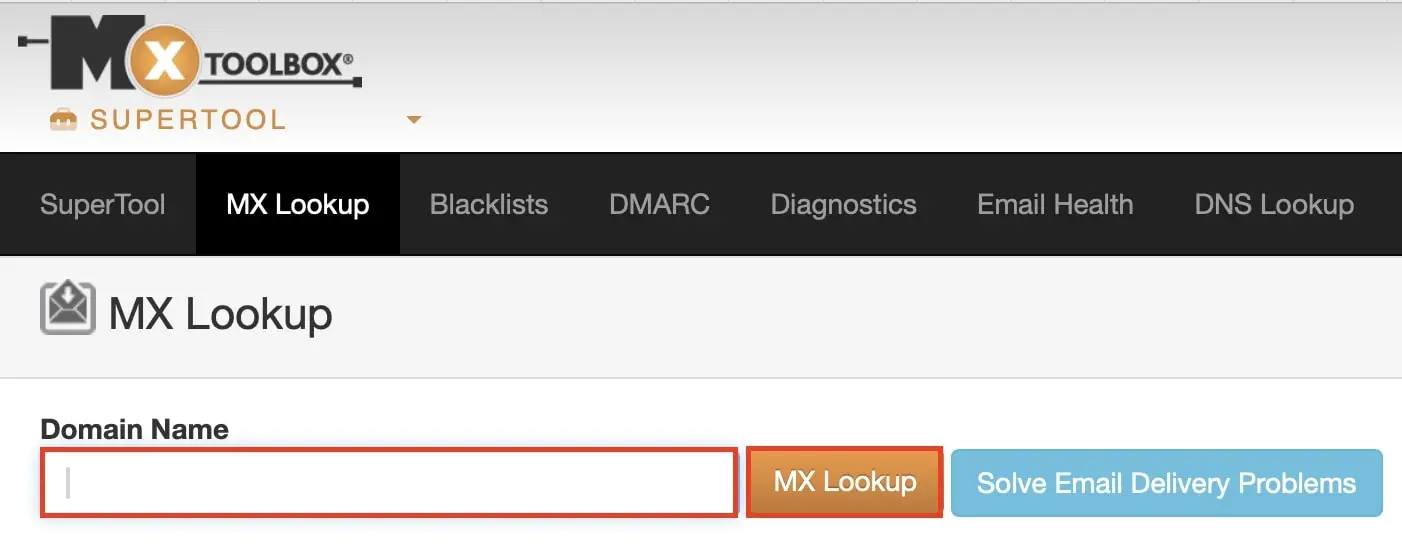 Image: Screenshot of the MX Lookup Tool by MXToolbox