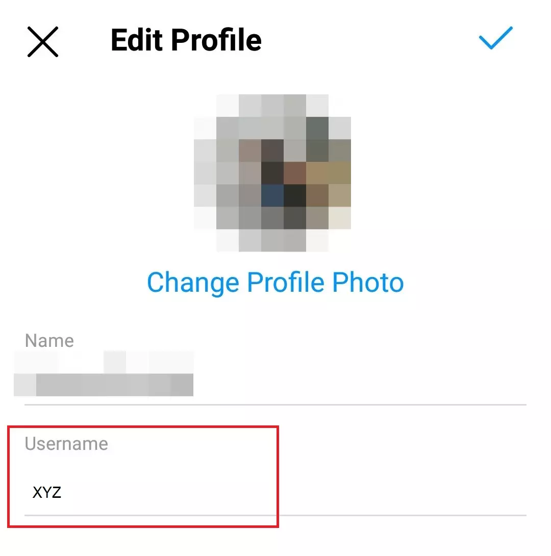 Image: Instagram: ‘Edit profile’, ‘Username’ field