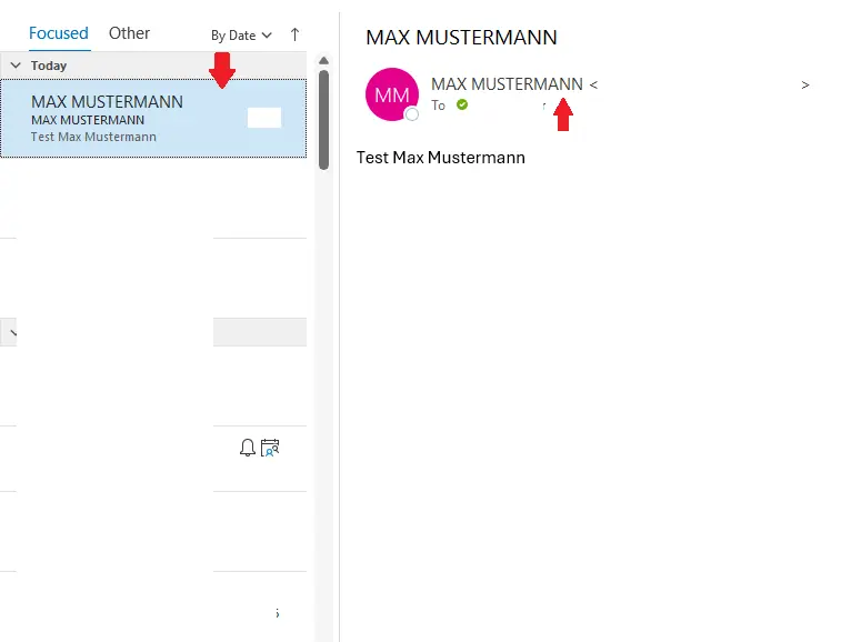 Image: Outlook change sender: The name and email address of the sender