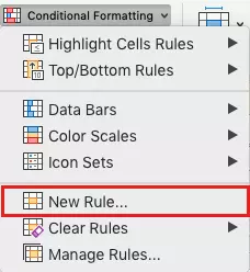Image: New rule for conditional formatting