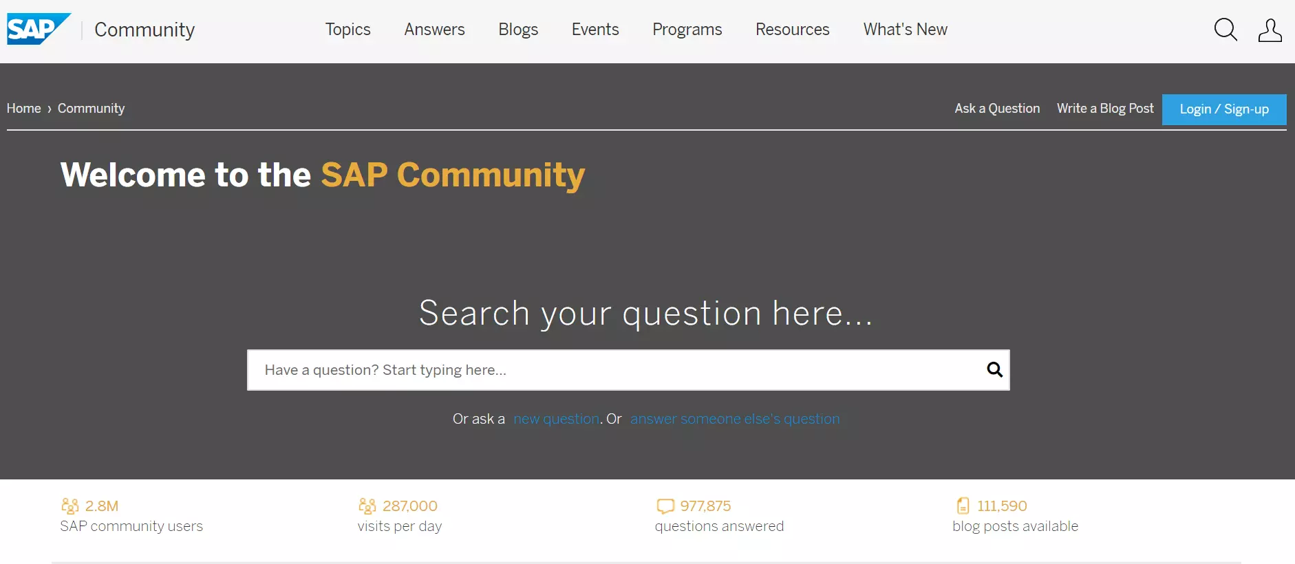 Image: Screenshot of the SAP Community website
