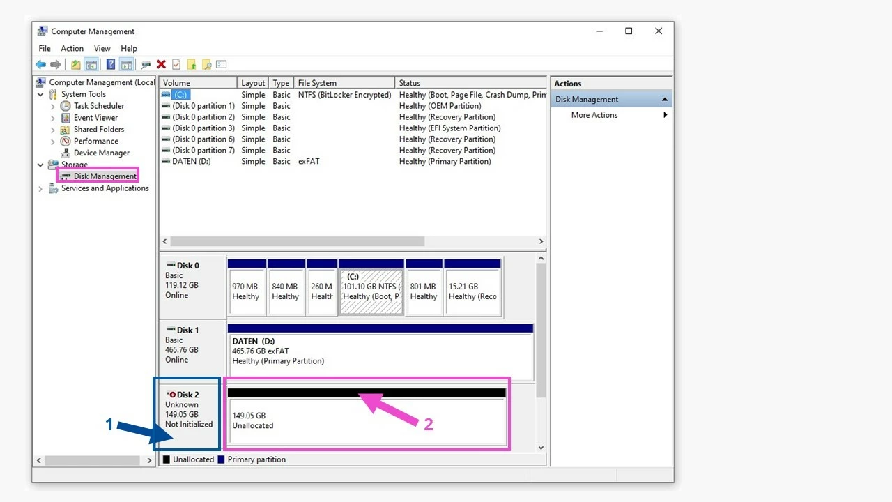Image: Windows Disk Management 