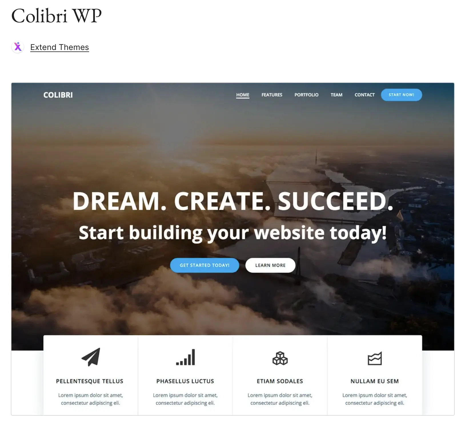 Image: Preview of the WordPress theme Colibri WP on WordPress.org