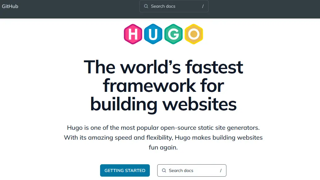 Image: Screenshot of the Hugo website