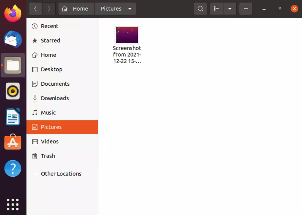 Image: Pictures folder containing screenshots in Ubuntu