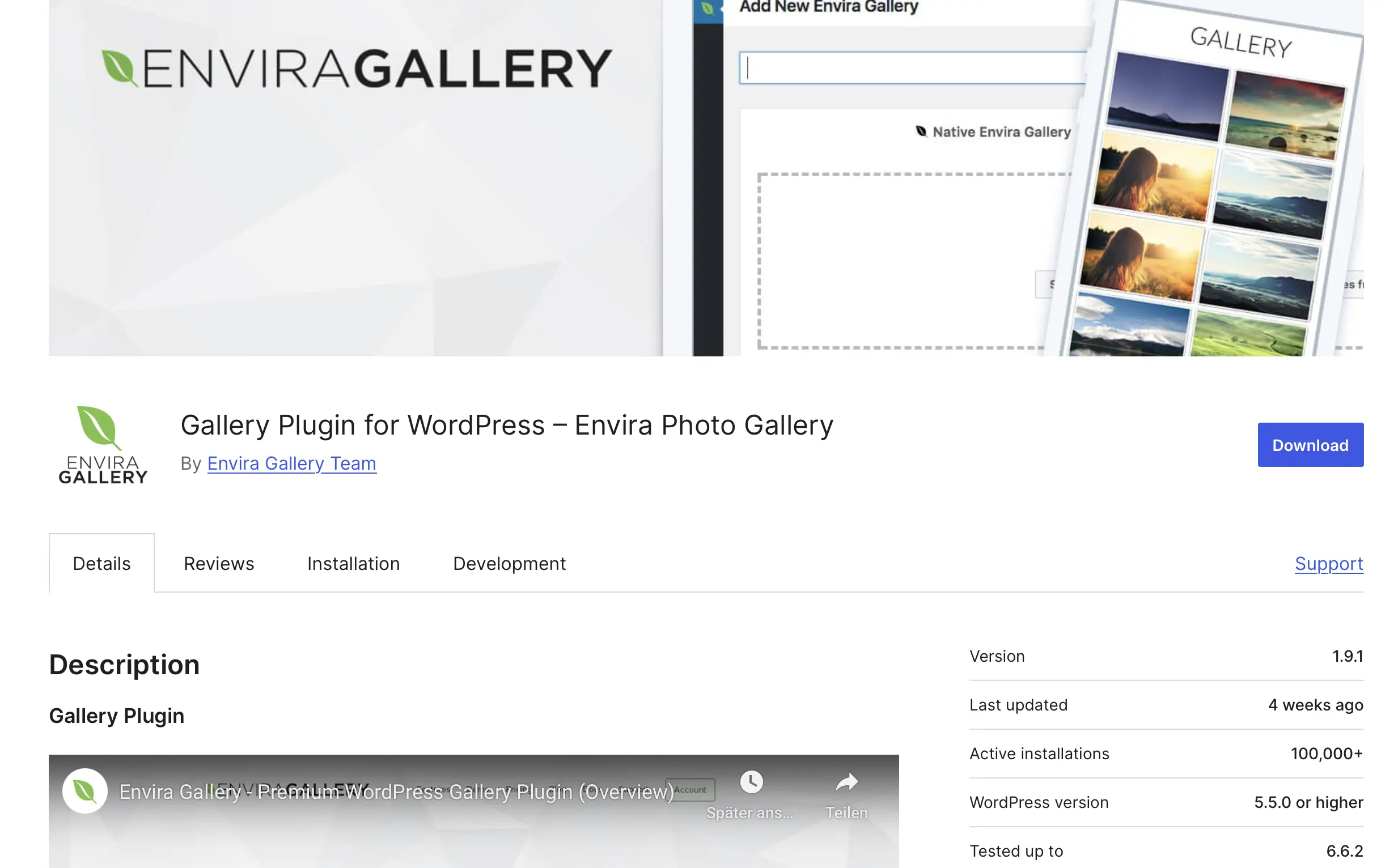 Image: Envira Gallery in WordPress Plugin Store