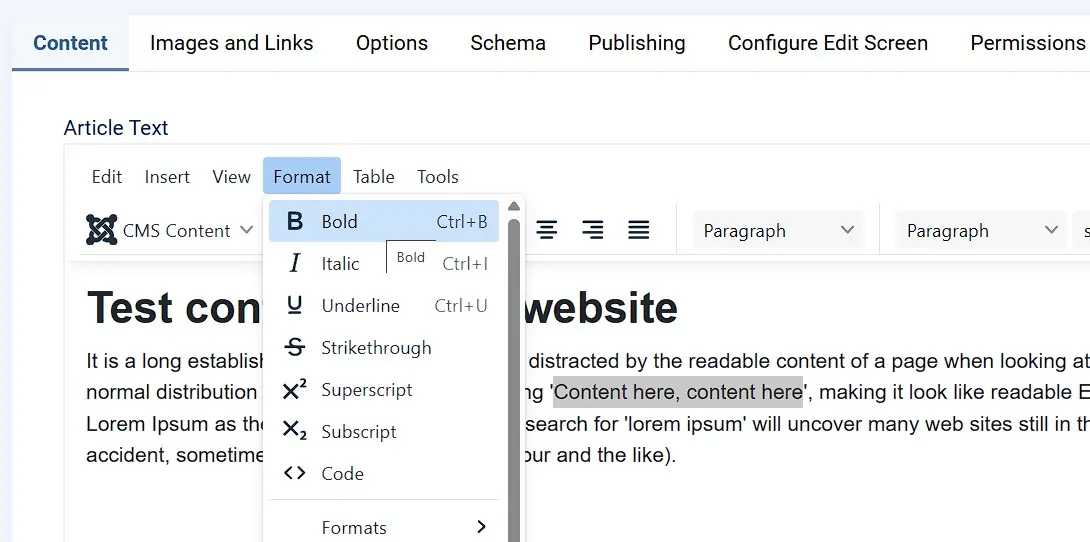 Editing post content in Joomla Image: Editing post content in Joomla