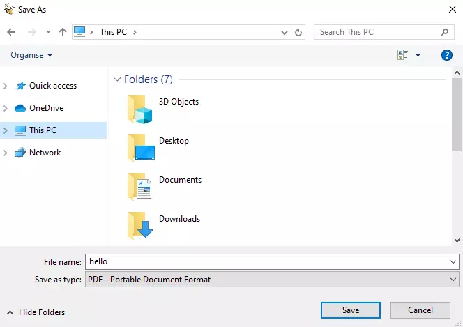 Image: PDF24 Creator: ‘Save’ box