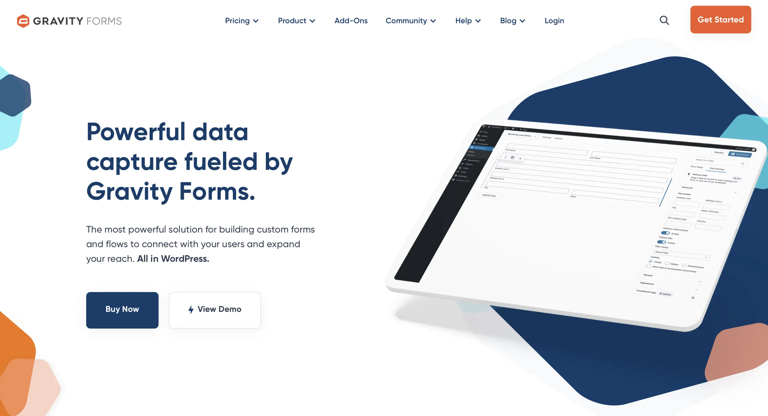 Image: Website of WordPress extension Gravity Forms