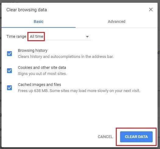 Image: Deleting browser data on Google Chrome.