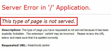Message ‘This type of page is not served’