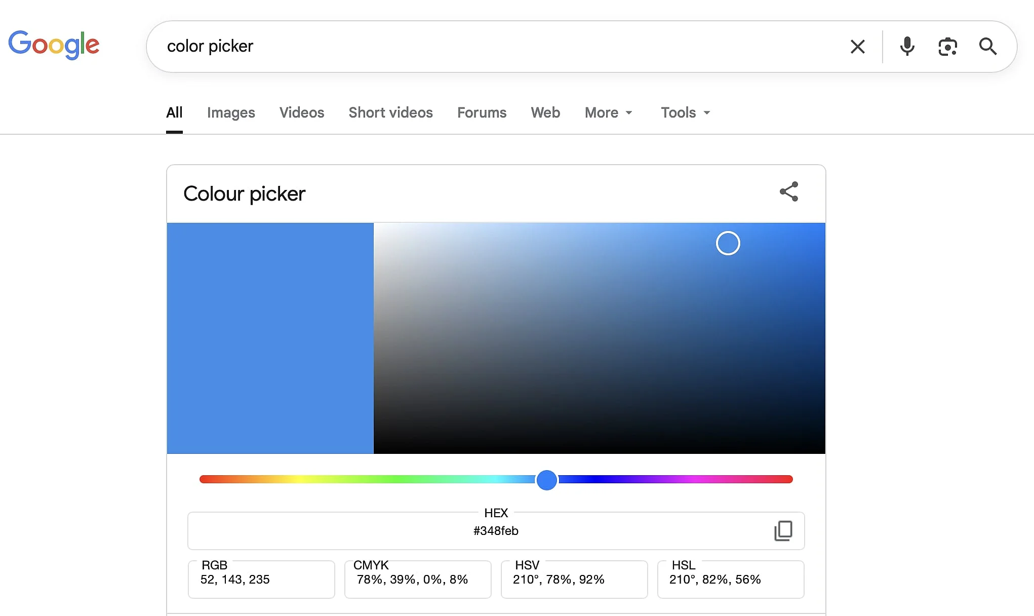 Image: Colour picker in the Google search engine