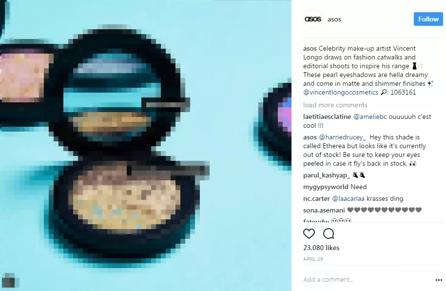 Web view of a post by fashion retailers, ASOS
