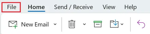 The ‘File’ tab in Microsoft Outlook Image: The ‘File’ tab in Microsoft Outlook