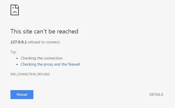 Image: ERR_CONNECTION_REFUSED error message on Google Chrome.