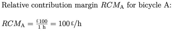 Relative contribution margin: Example Bicycle A Image: Relative contribution margin: Example Bicycle A