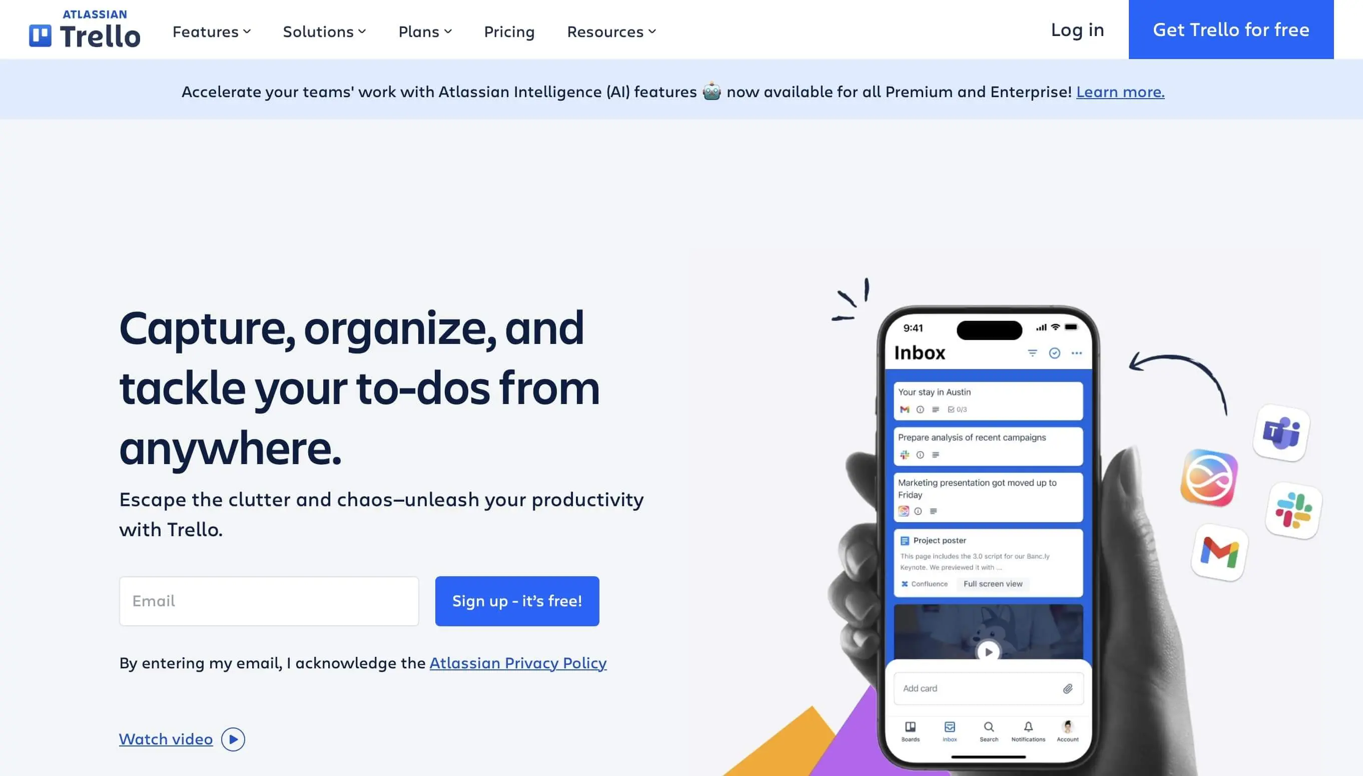 Screenshot of Trello website Image: Screenshot of Trello website