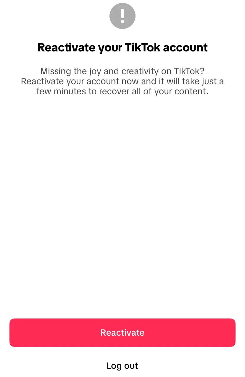 Image: Reactivate TikTok account