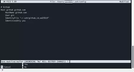 Image: Confirming the changes to the SSH config file