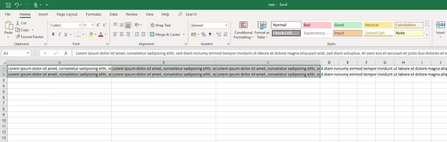 Image: Microsoft Excel 2016: selected spreadsheet cells