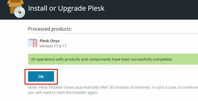 Image: Plesk - completed