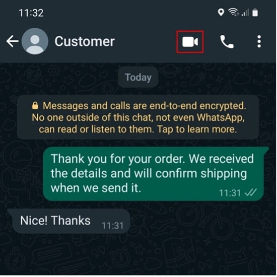 Android: camera symbol in WhatsApp chat