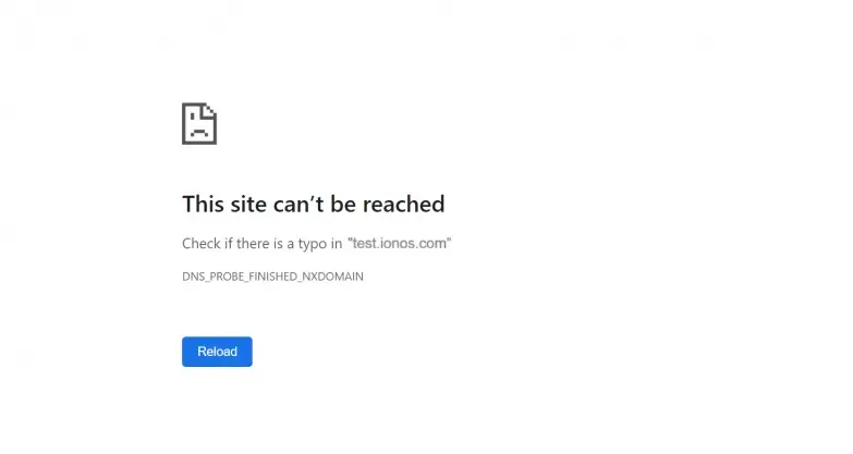 Image: Google Chrome: DNS_PROBE_FINISHED_NXDOMAIN