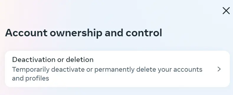 Menu ‘Account ownership and control’ Image: Menu ‘Account ownership and control’