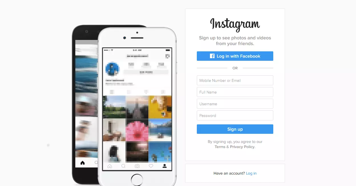 Image: Instagram requires a mobile device