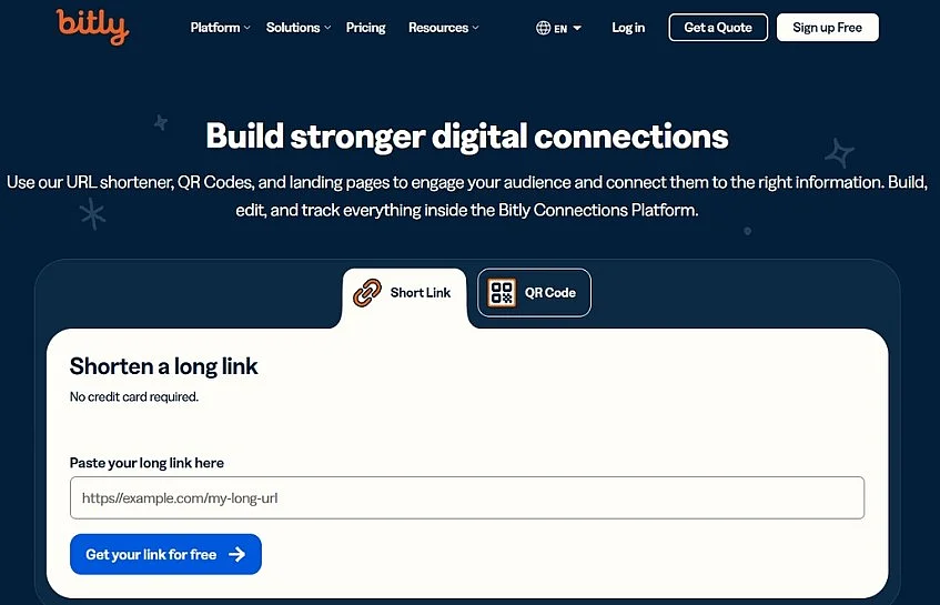 Image: Screenshot of the Bitly URL shortener