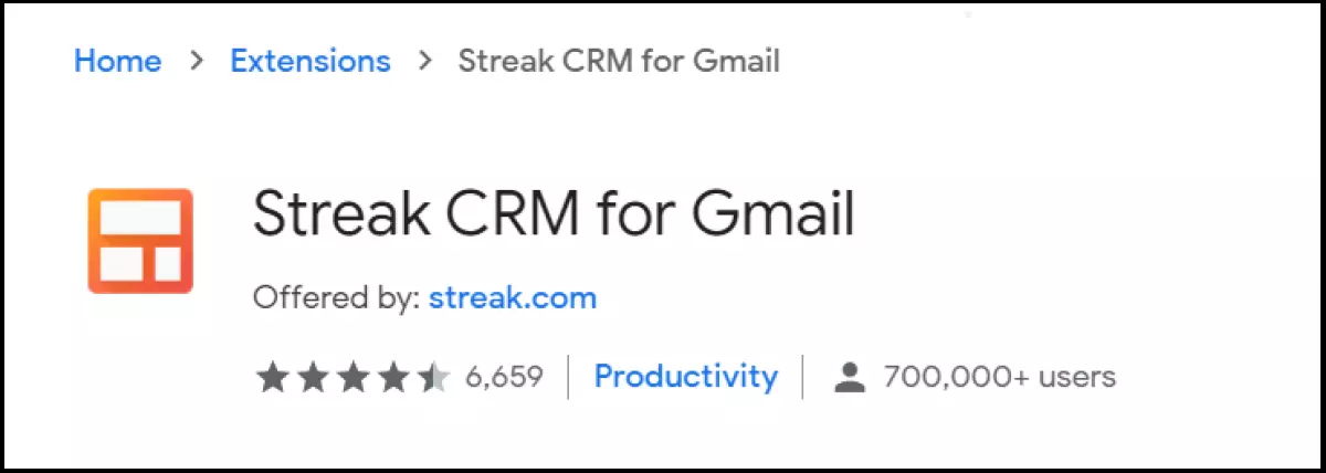 Image: Streak CRM provides integrated Gmail capabilities for sales, customer mail, tracking, and pipelining