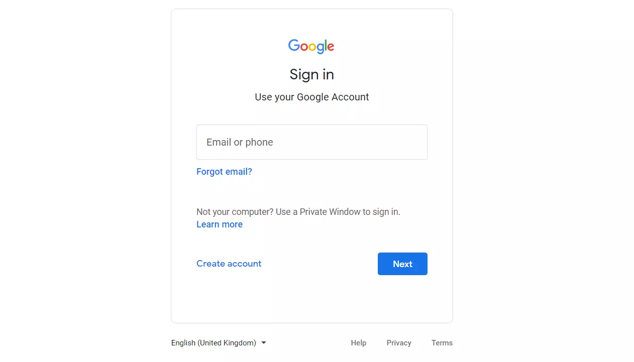 Image: Google account login