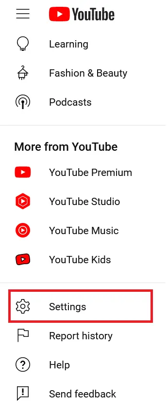 Image: YouTube ‘Settings’
