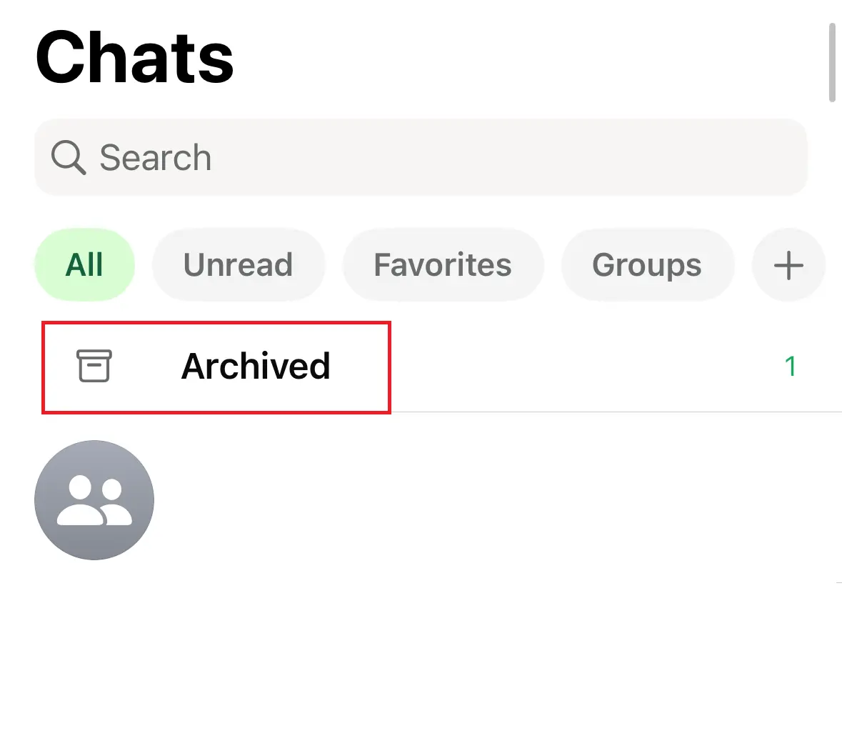 iPhone screenshot of WhatsApp’s ‘Archived Chats’ option above the chat listing Image: iPhone screenshot of WhatsApp’s ‘Archived Chats’ option above the chat listing