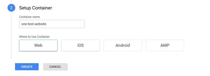 Image: Google Tag Manager: container setup