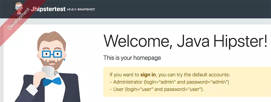 Image: JHipster website “Welcome, Java Hipster!”