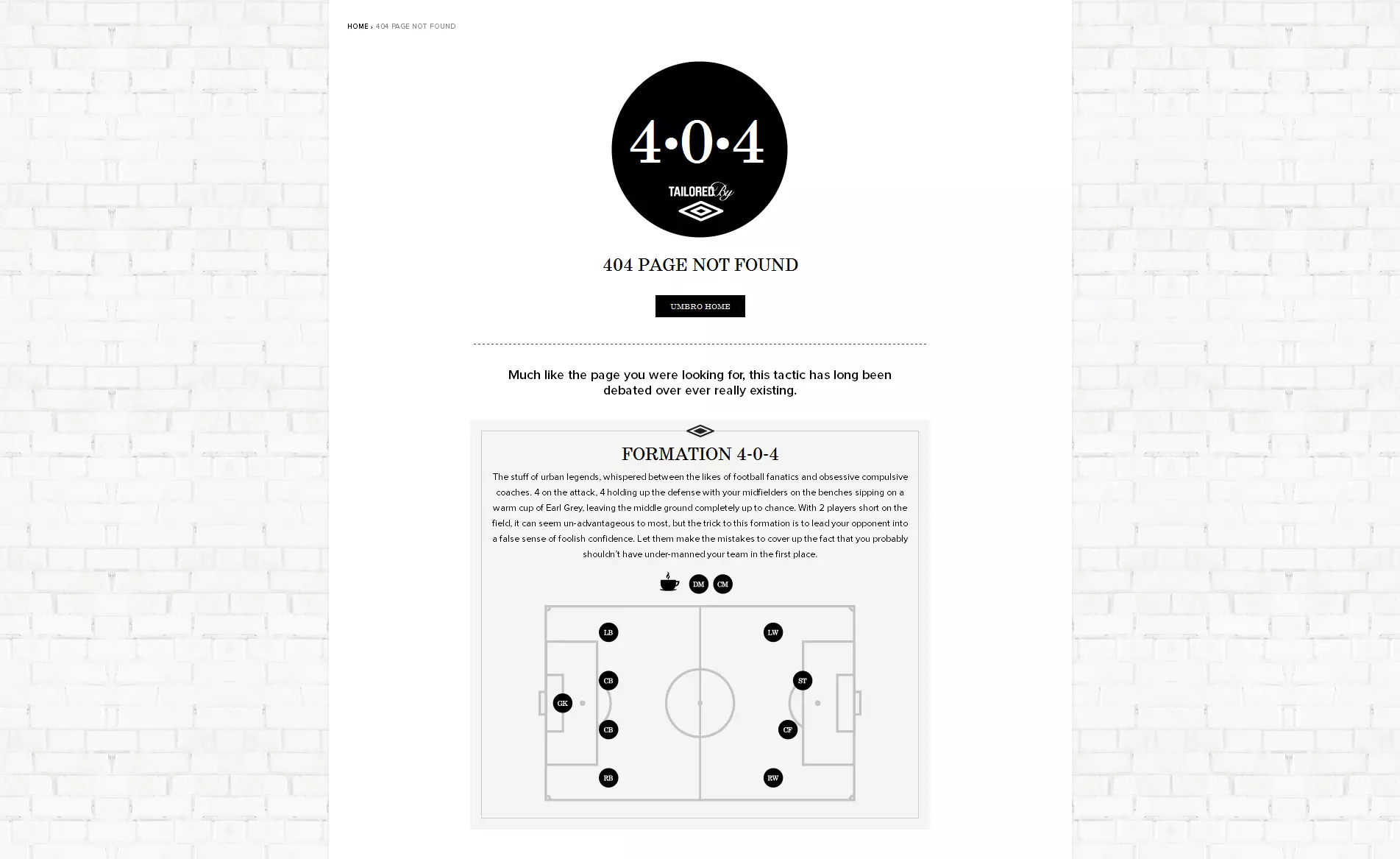 404 page for Umbro