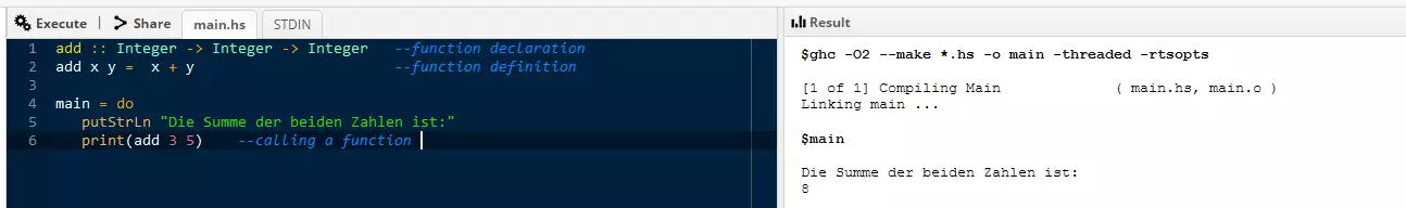 Image: Learning Haskell: declaring and defining a function 