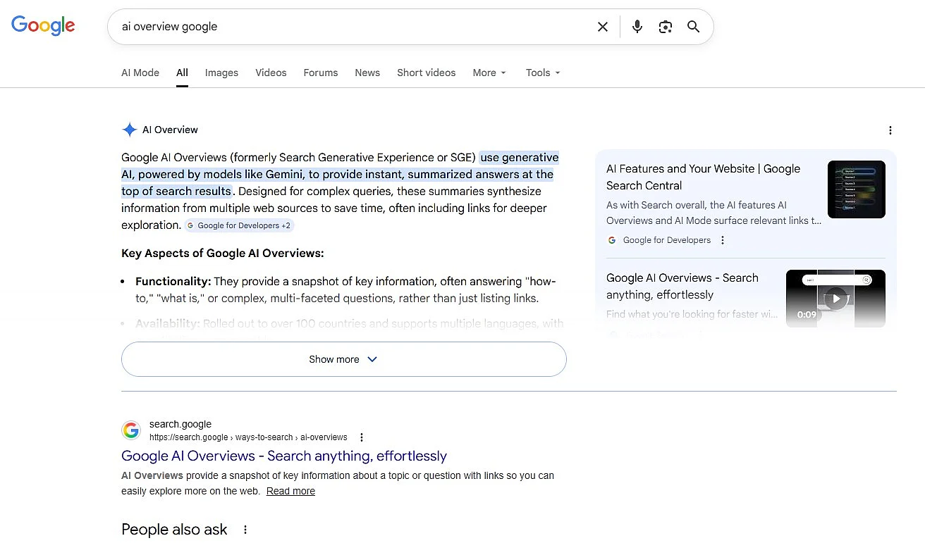 Google’s AI Overviews Image: Google’s AI Overviews