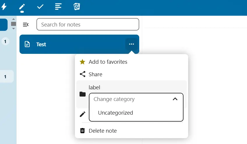 Changing category in Nextcloud Notes Image: Changing category in Nextcloud Notes
