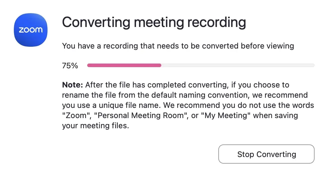 Converting a Zoom recording Image: Converting a Zoom recording
