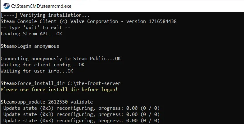 The Front: Server installation (SteamCMD) Image: The Front: Server installation (SteamCMD)
