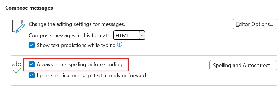 Activate automatic spell check before sending in Outlook Image: Activate automatic spell check before sending in Outlook