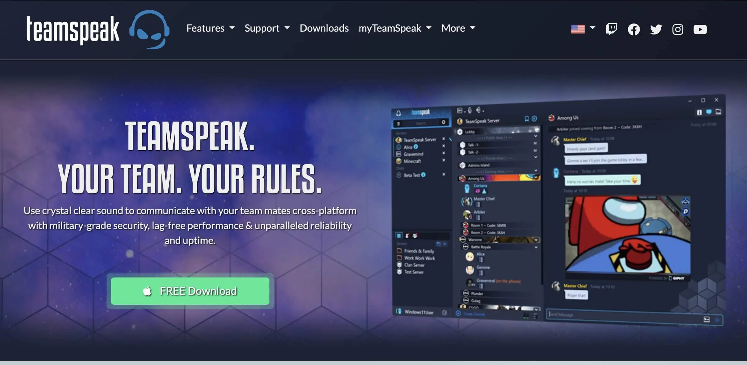 Screenshot of the TeamSpeak website Image: Screenshot of the TeamSpeak website