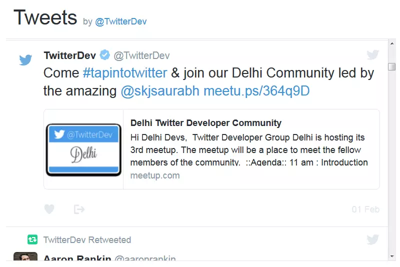 Image: An embedded Twitter timeline
