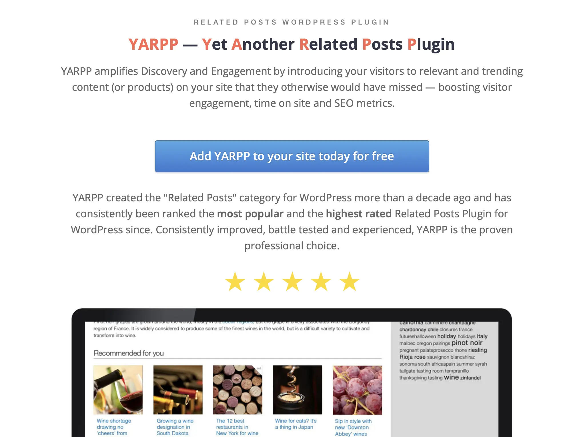 Image: Official website of Yet Another Related Posts Plugin (YARPP)